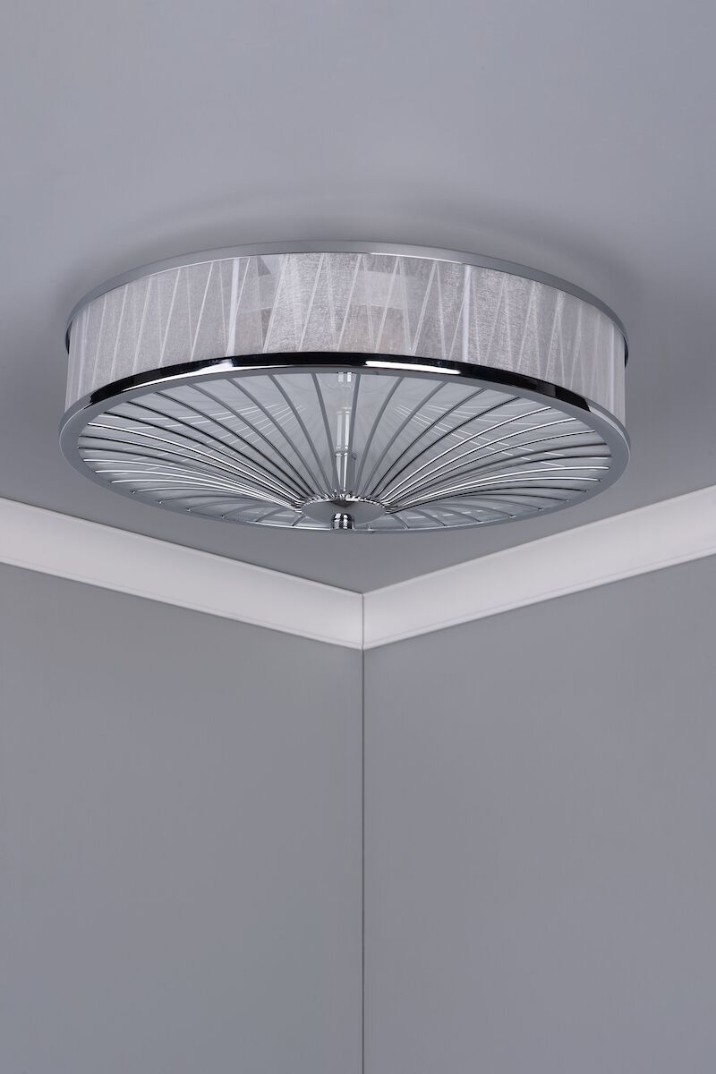 Oslo 3 Light Flush Polished Chrome/ White<br>Polished Chrome - Image 5