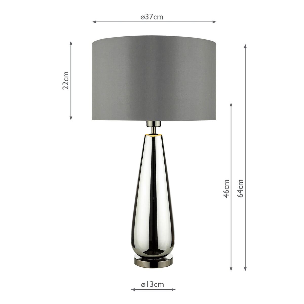 Pablo Table Lamp Black Chrome Smoked Glass With Shade <br>Smoked Glass - Image 5