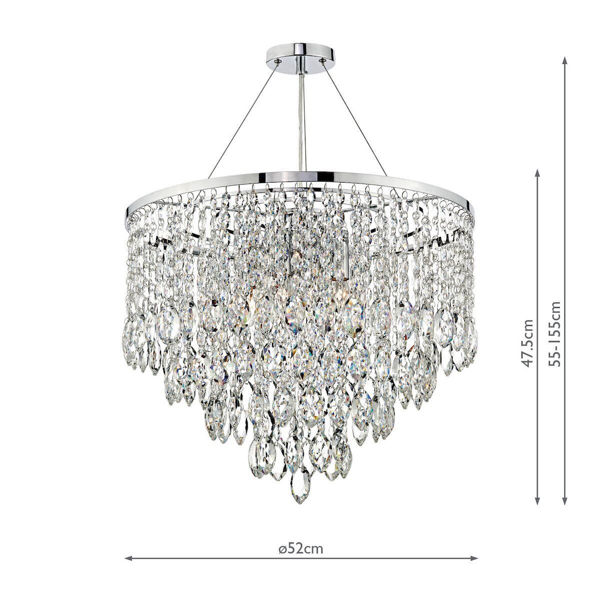 Pescara 5 Light Round Pendant Decorative Crystal<br>Crystal - Image 7