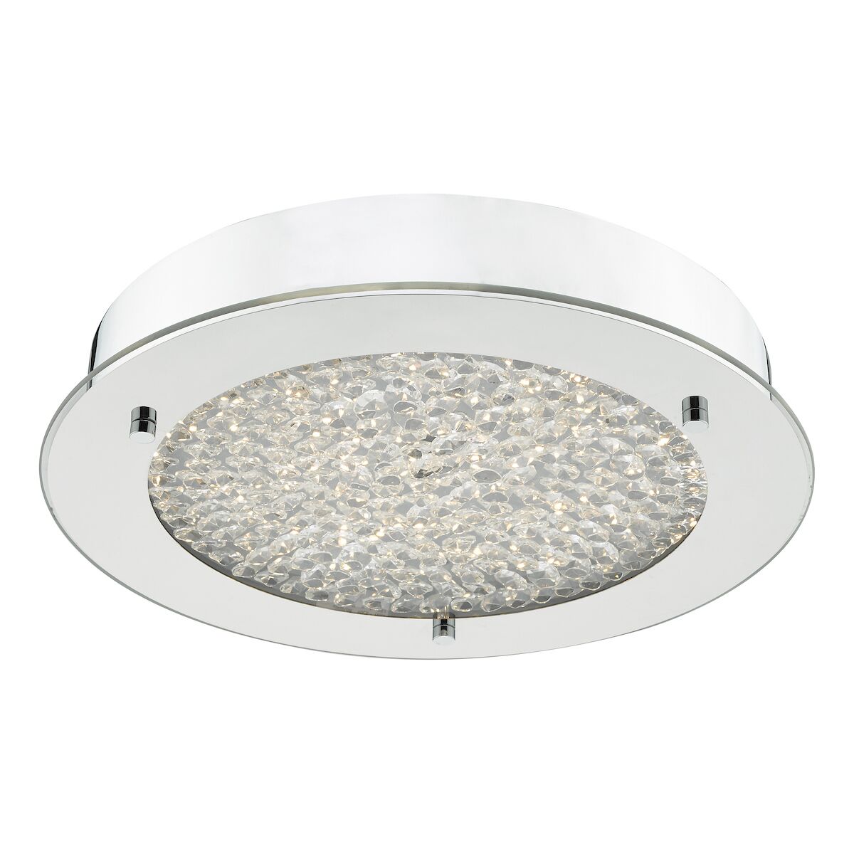 Peta Small Bathroom Flush Polished Chrome Crystal Light LED IP44<br>Polished Chrome
