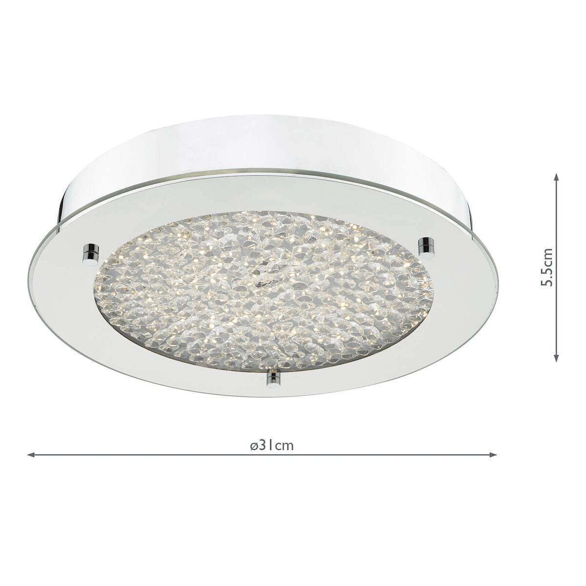 Peta Small Bathroom Flush Polished Chrome Crystal Light LED IP44<br>Polished Chrome - Image 6