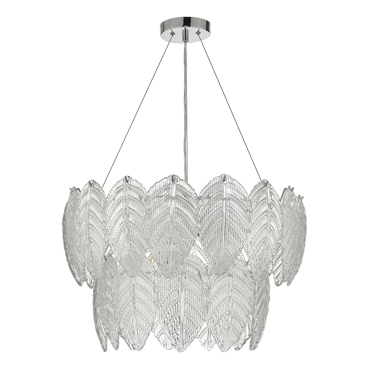 Phillipa 3 Light Pendant Clear Glass And Polished Chrome<br>Textured Glass - Image 2
