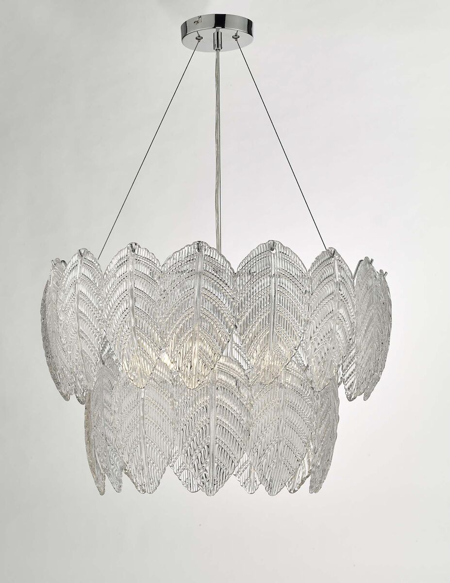 Phillipa 3 Light Pendant Clear Glass And Polished Chrome<br>Textured Glass - Image 5