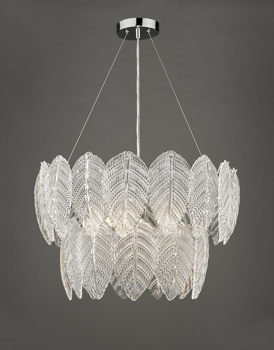 Phillipa 3 Light Pendant Clear Glass And Polished Chrome<br>Textured Glass - Image 6