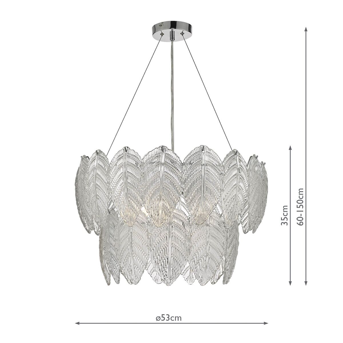 Phillipa 3 Light Pendant Clear Glass And Polished Chrome<br>Textured Glass - Image 8