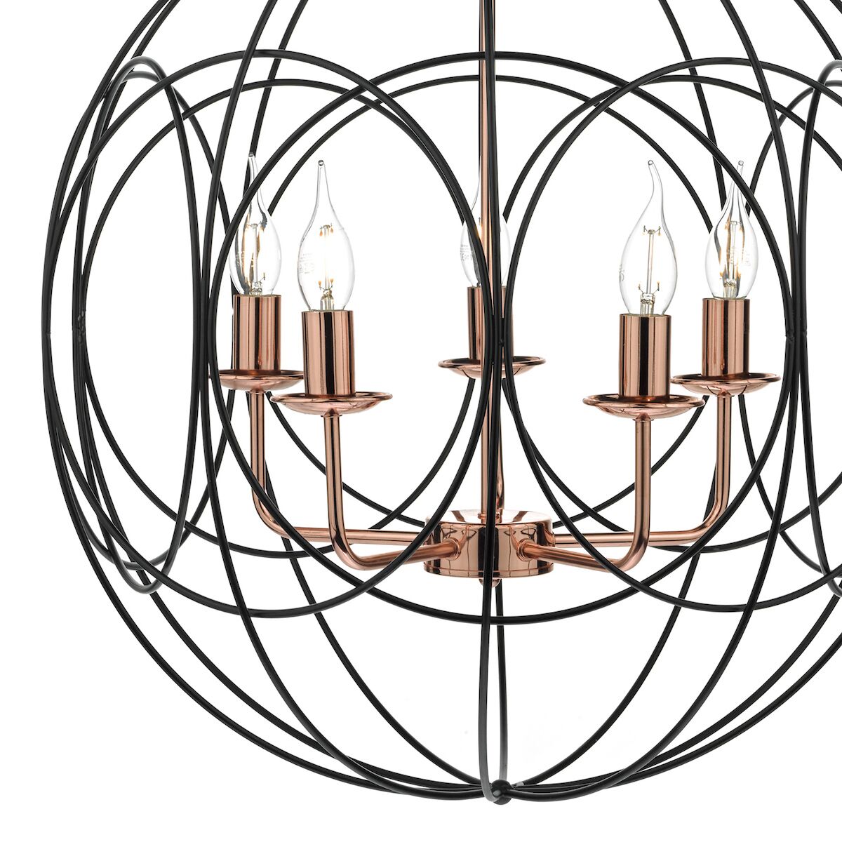 Phoenix 5lt Pendant Black & Copper<br>Matt Black - Image 2