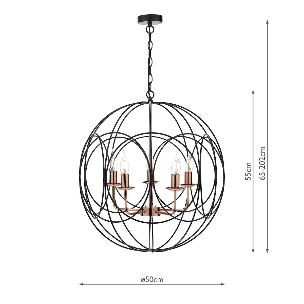 Phoenix 5lt Pendant Black & Copper<br>Matt Black - Image 6
