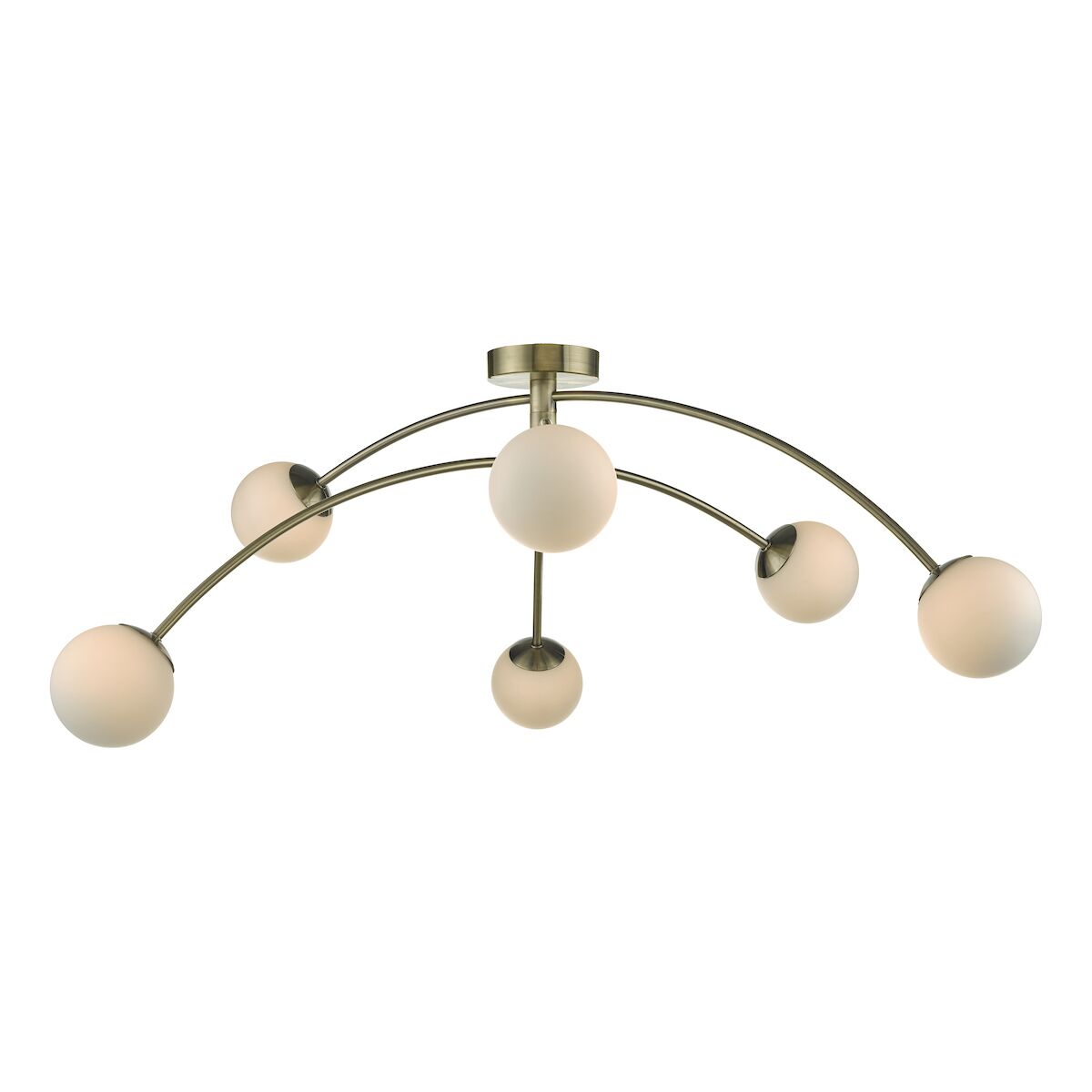 Puglia 6 Light Semi Flush Antique Brass Opal Glass<br>Antique Brass - Image 2