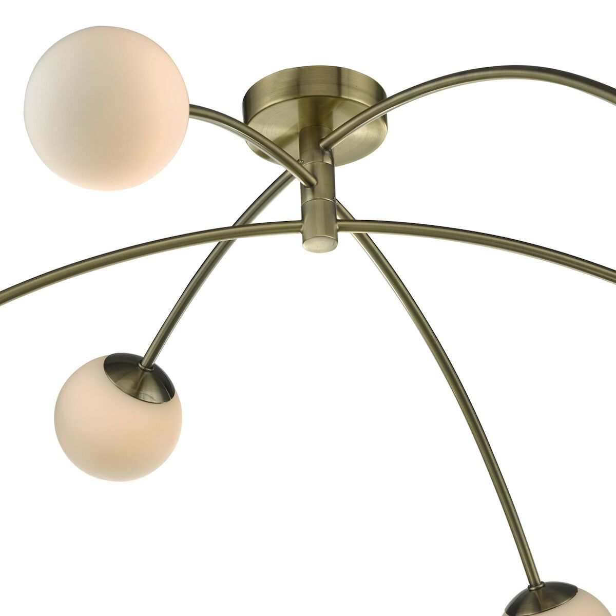 Puglia 6 Light Semi Flush Antique Brass Opal Glass<br>Antique Brass - Image 3