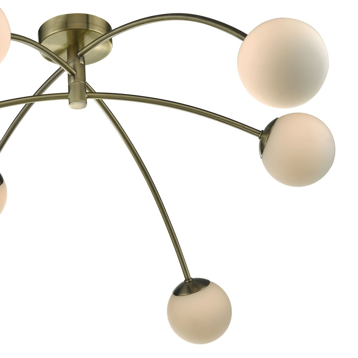 Puglia 6 Light Semi Flush Antique Brass Opal Glass<br>Antique Brass - Image 4