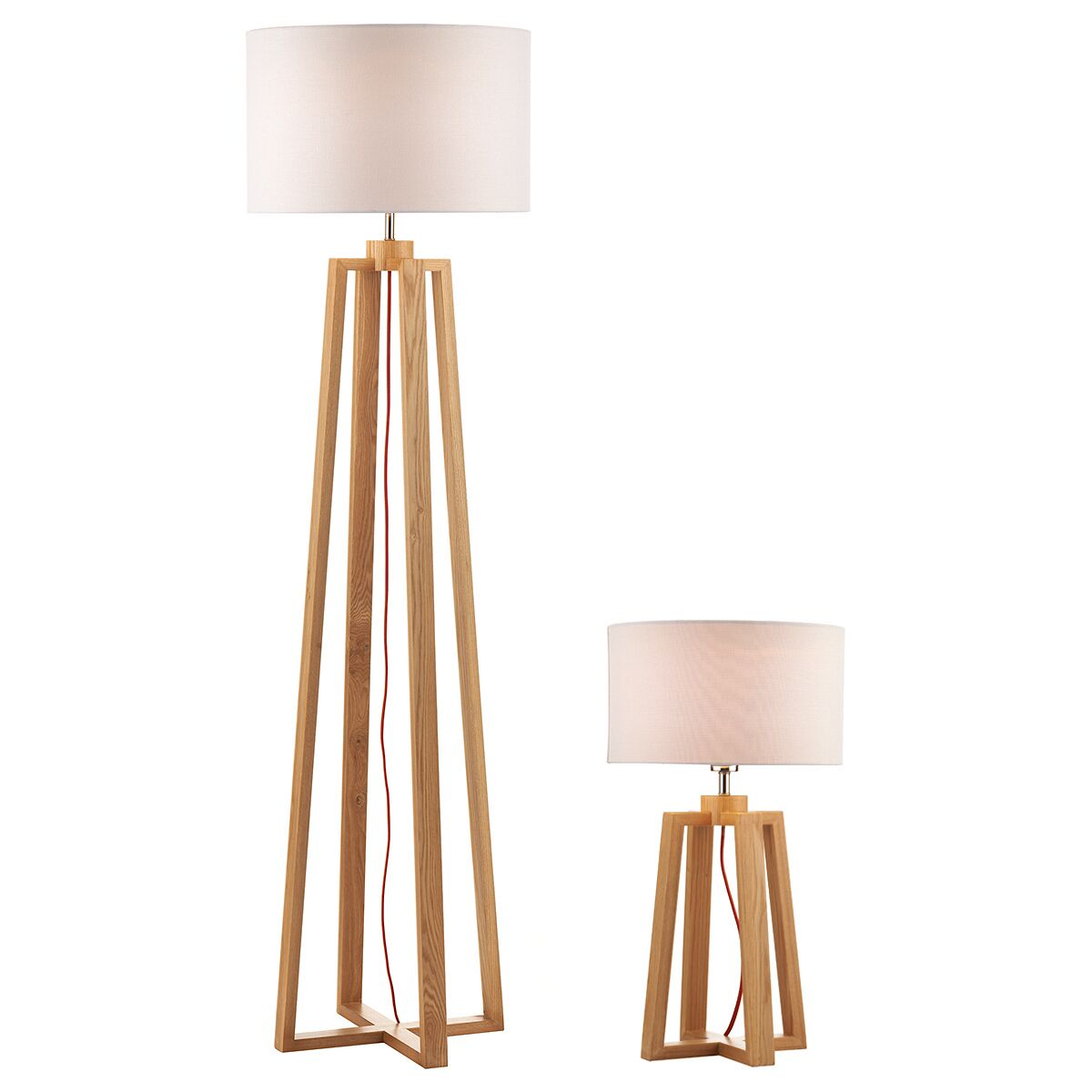 Pyramid Table & Floor Twin Pack Comes With Shade s<br>Wood