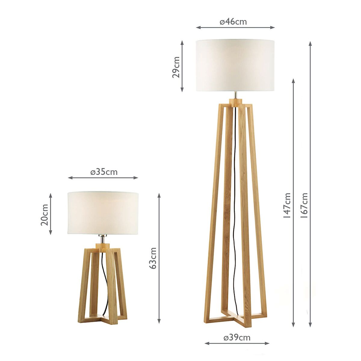 Pyramid Table & Floor Twin Pack Comes With Shade s<br>Wood - Image 11