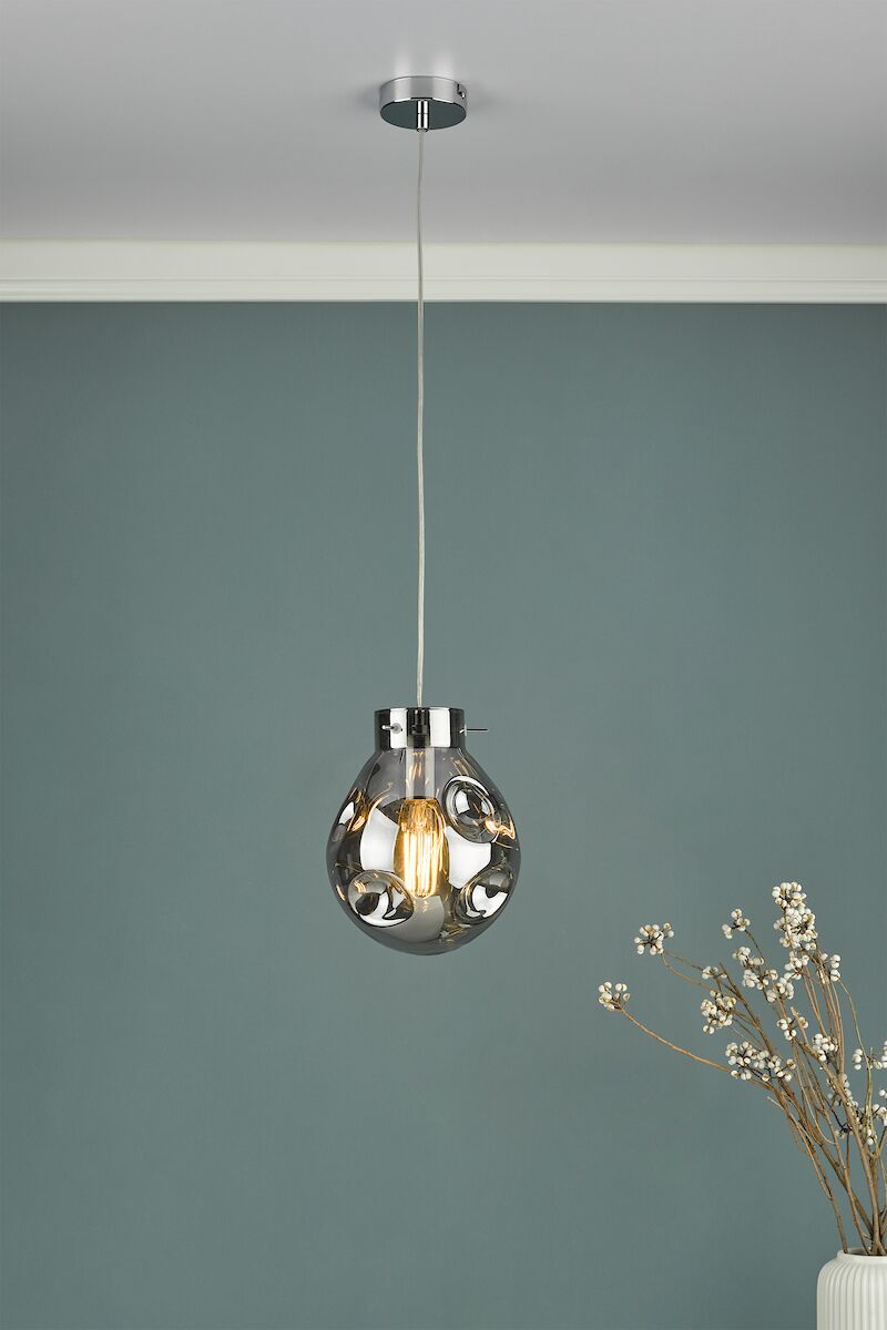 Quinn Pendant Polished Chrome & Smoked Glass<br>Polished Chrome - Image 5