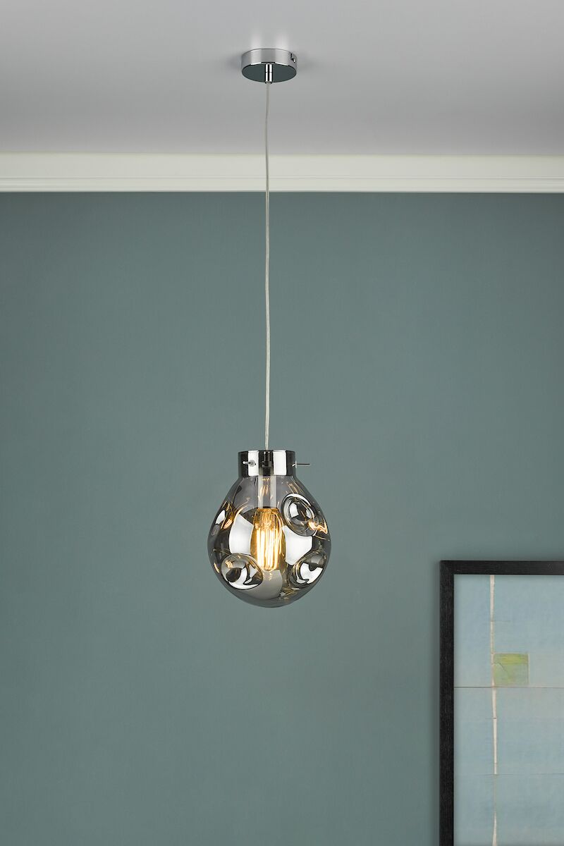 Quinn Pendant Polished Chrome & Smoked Glass<br>Polished Chrome - Image 6