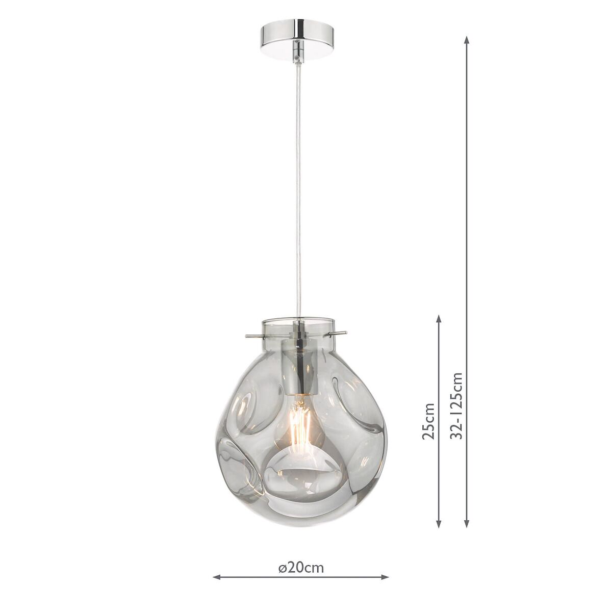 Quinn Pendant Polished Chrome & Smoked Glass<br>Polished Chrome - Image 7