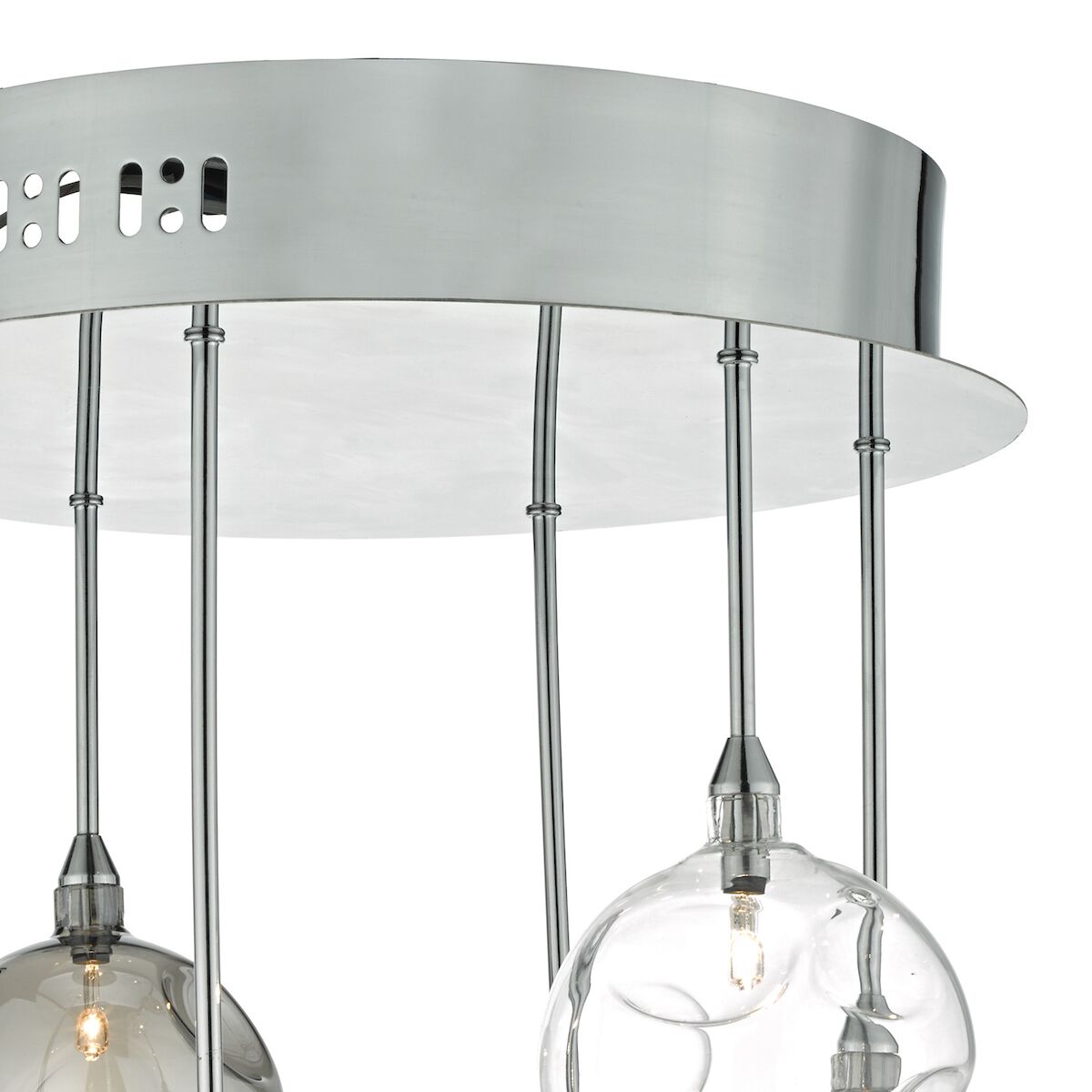 Quinn 6 Light Semi Flush Polished Chrome With Smoked & Clear Glass<br>Polished Chrome - Image 2