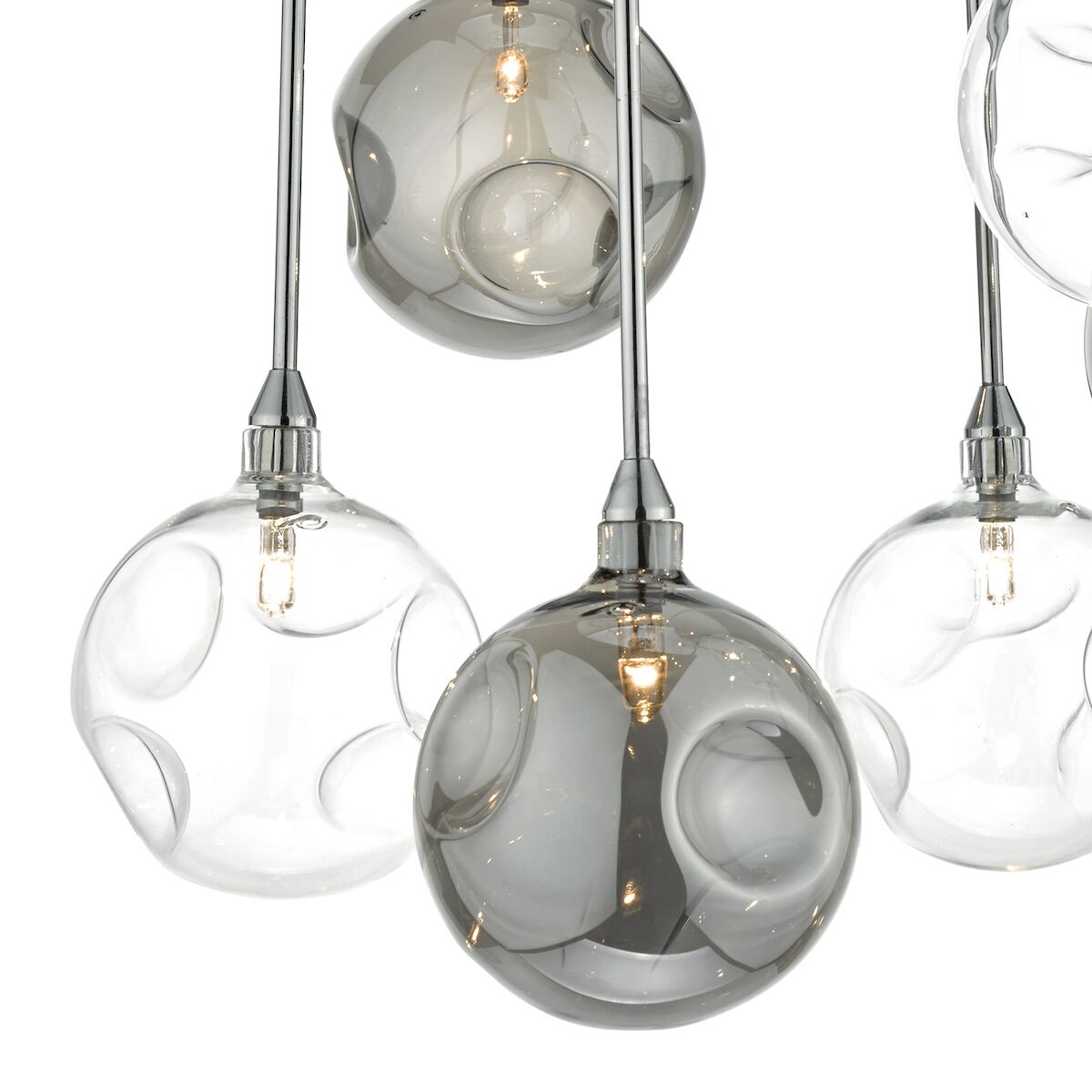 Quinn 6 Light Semi Flush Polished Chrome With Smoked & Clear Glass<br>Polished Chrome - Image 3