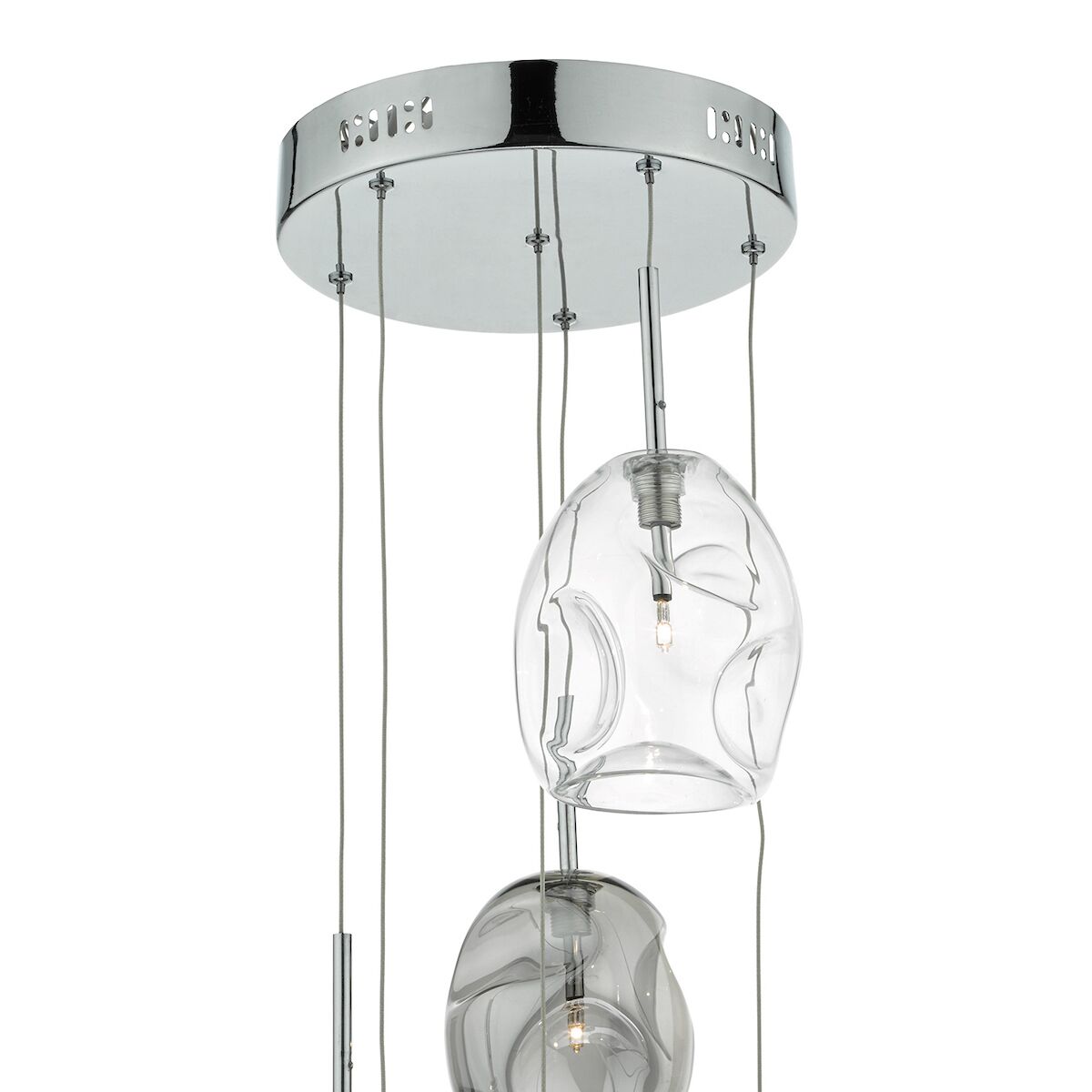 Quinn 6 Light Cluster Pendant Smoked & Clear GlassPolished Chrome - Image 2