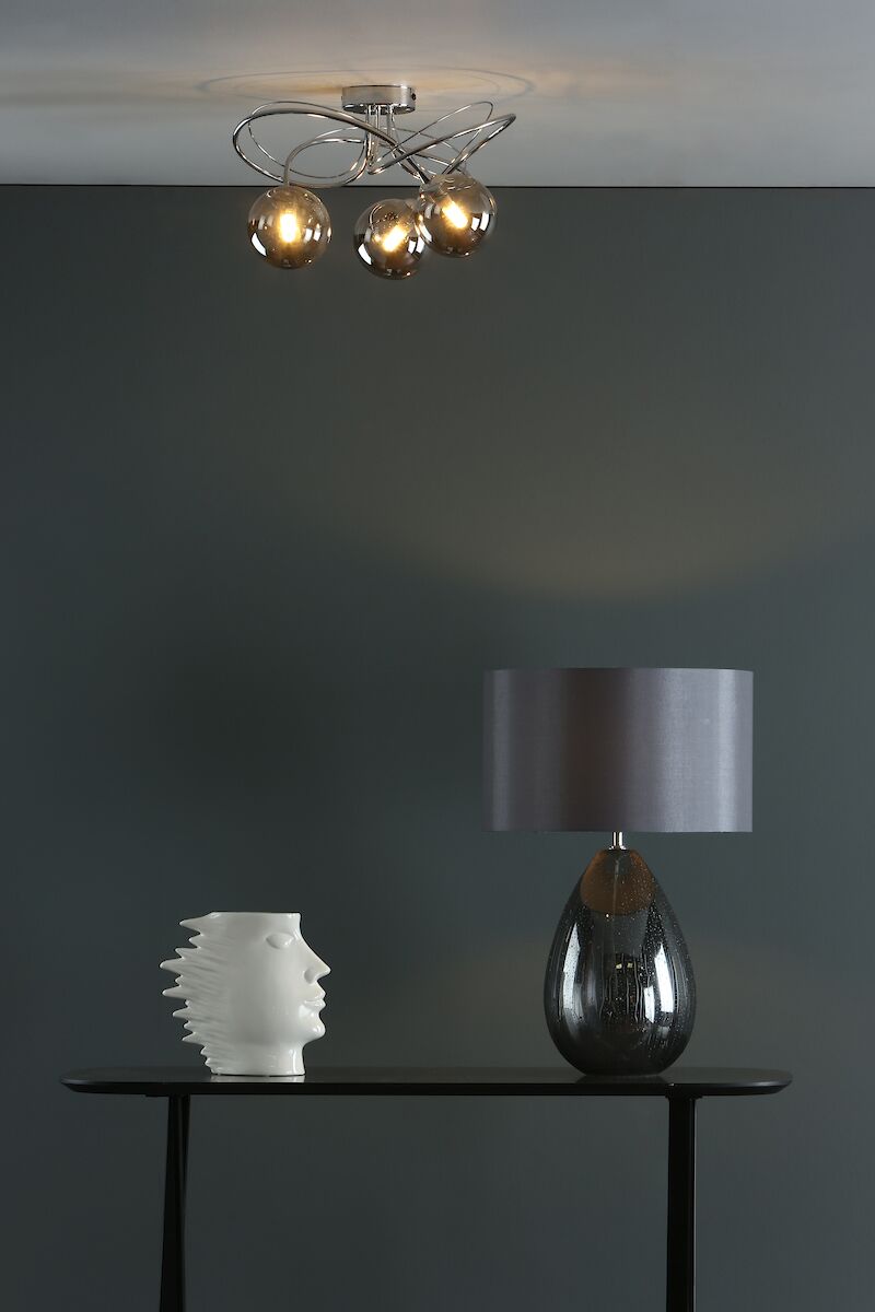 Rain Table Lamp Smoked Glass With Shade <br>Smoked Glass - Image 4