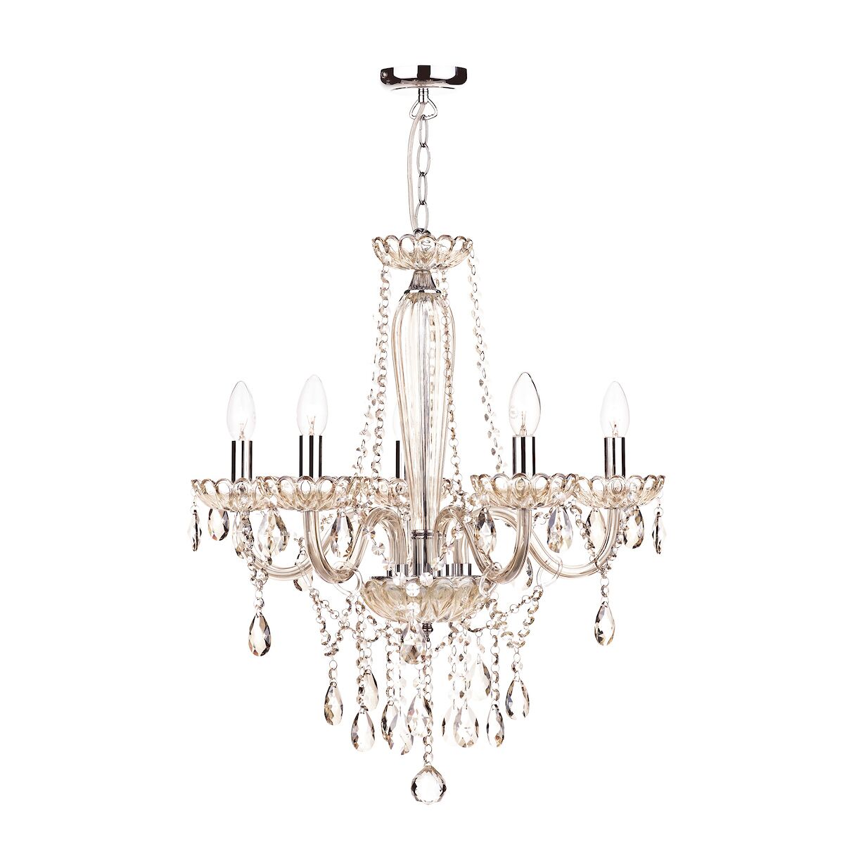 Raphael 5 Light Chandelier Champagne Crystal<br>Champagne Glass