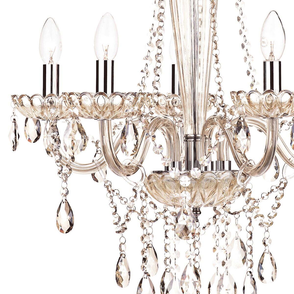 Raphael 5 Light Chandelier Champagne Crystal<br>Champagne Glass - Image 3