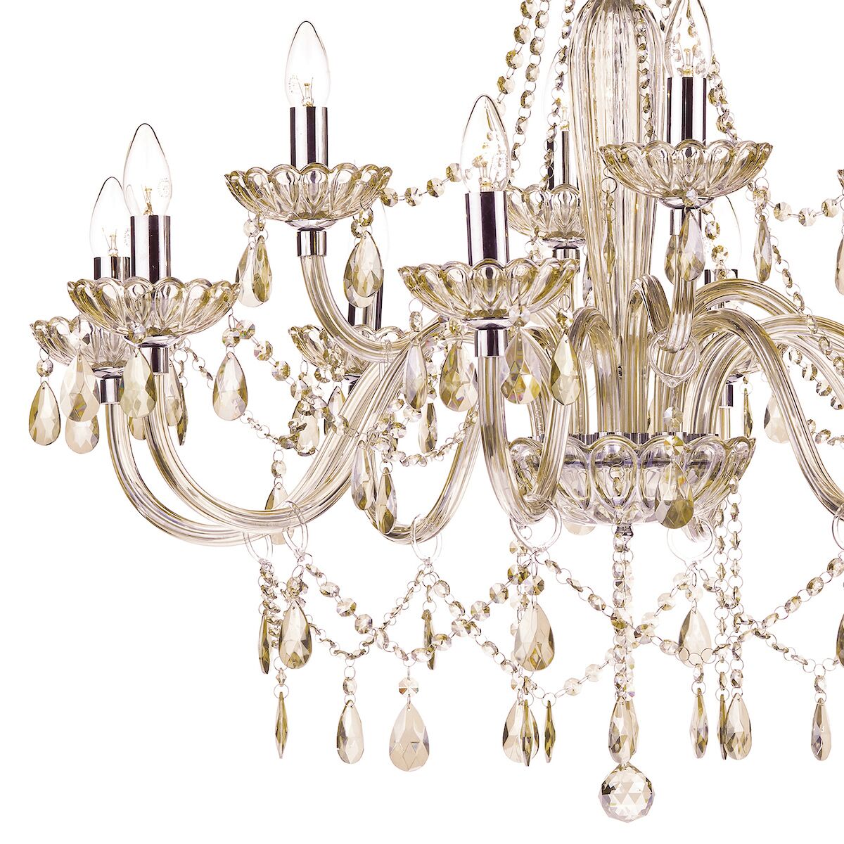 Raphael 12 Light Chandelier Champagne Crystal<br>Champagne Glass - Image 3