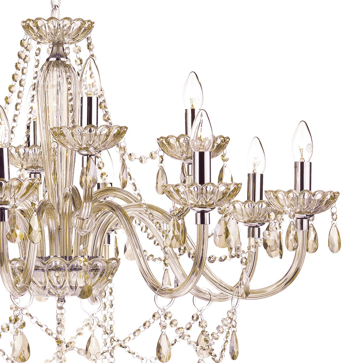 Raphael 12 Light Chandelier Champagne Crystal<br>Champagne Glass - Image 4