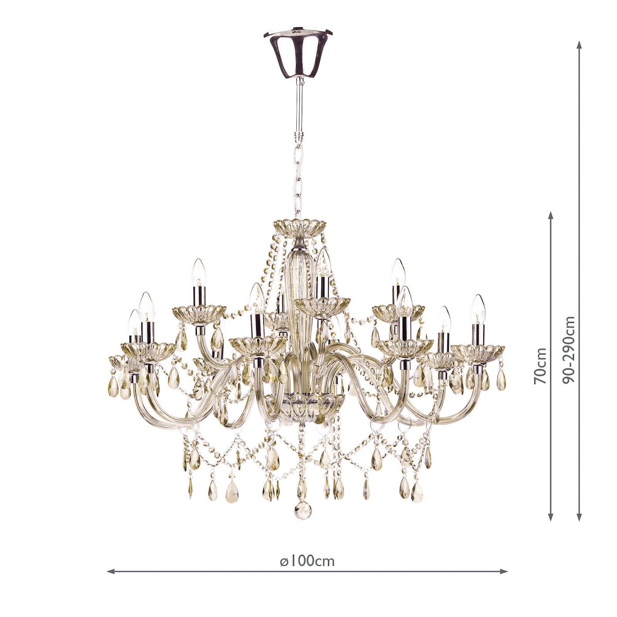 Raphael 12 Light Chandelier Champagne Crystal<br>Champagne Glass - Image 6