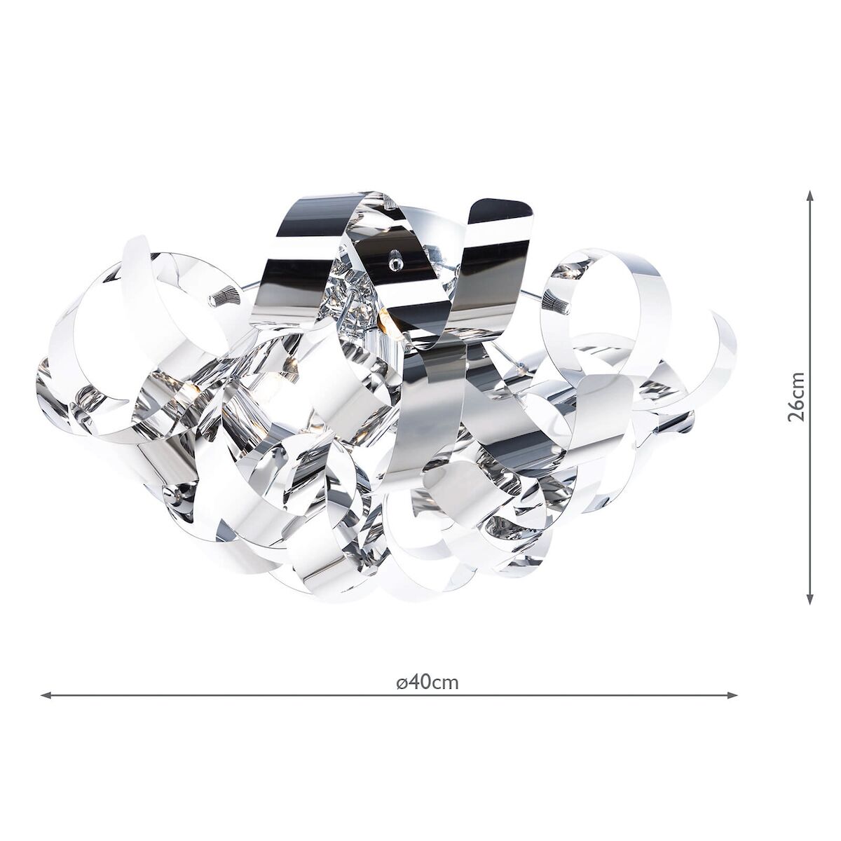 Rawley 4 Light Flush Polished Chrome 40cm<br>Polished Chrome - Image 2