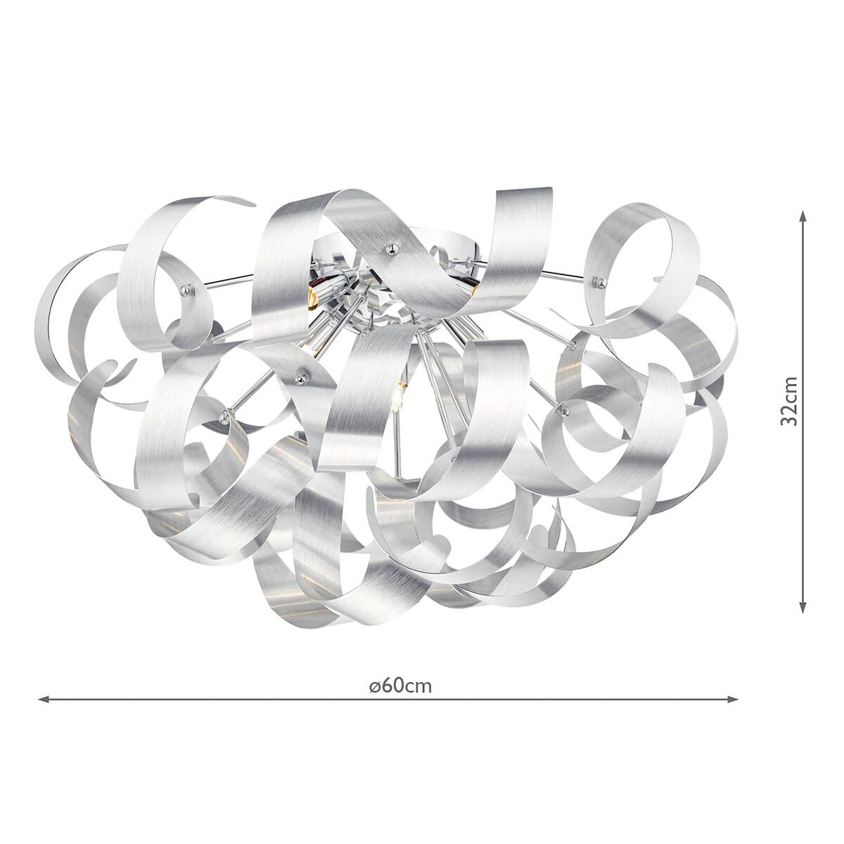 Rawley 5 Light Flush Brushed Aluminium 60cm<br>Brushed Aluminium - Image 4
