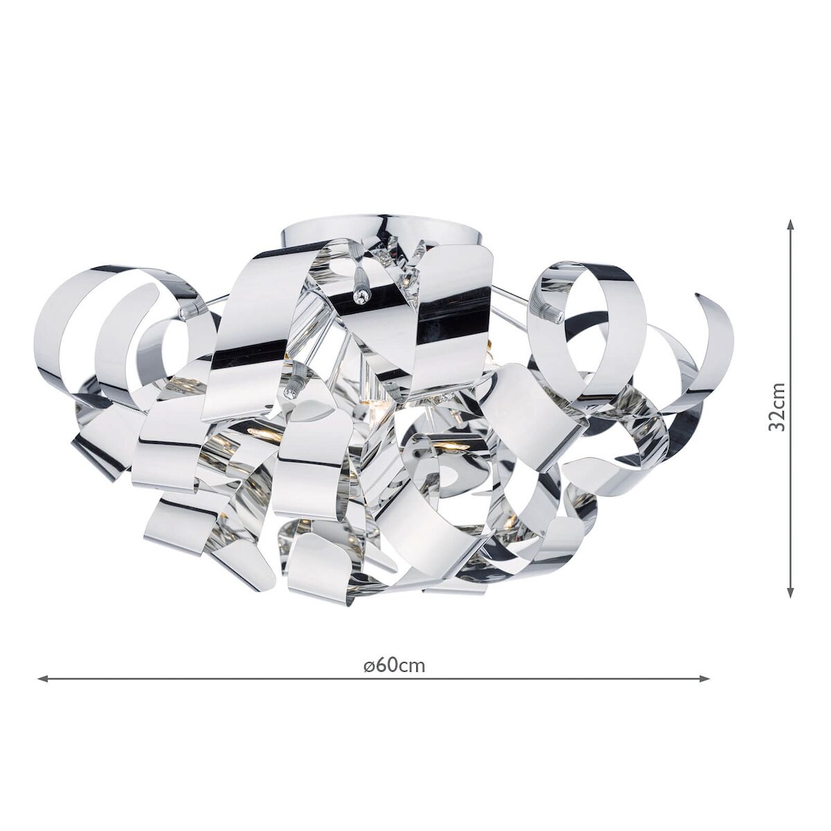 Rawley 5 Light Flush Polished Chrome 60cm<br>Polished Chrome - Image 4