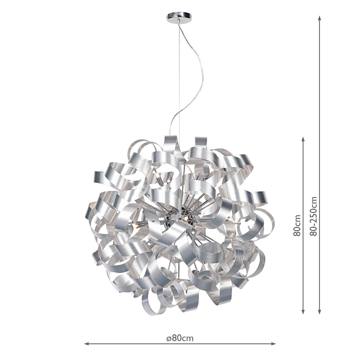 Rawley 12 Light Pendant Brushed Aluminium<br>Brushed Aluminium - Image 7