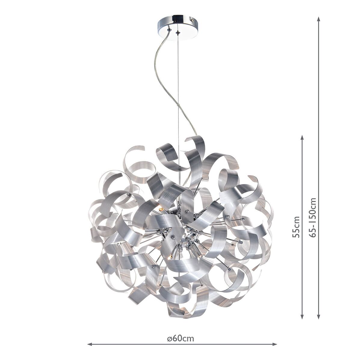 Rawley 9 Light Ribbon Pendant<br>Brushed Aluminium - Image 4