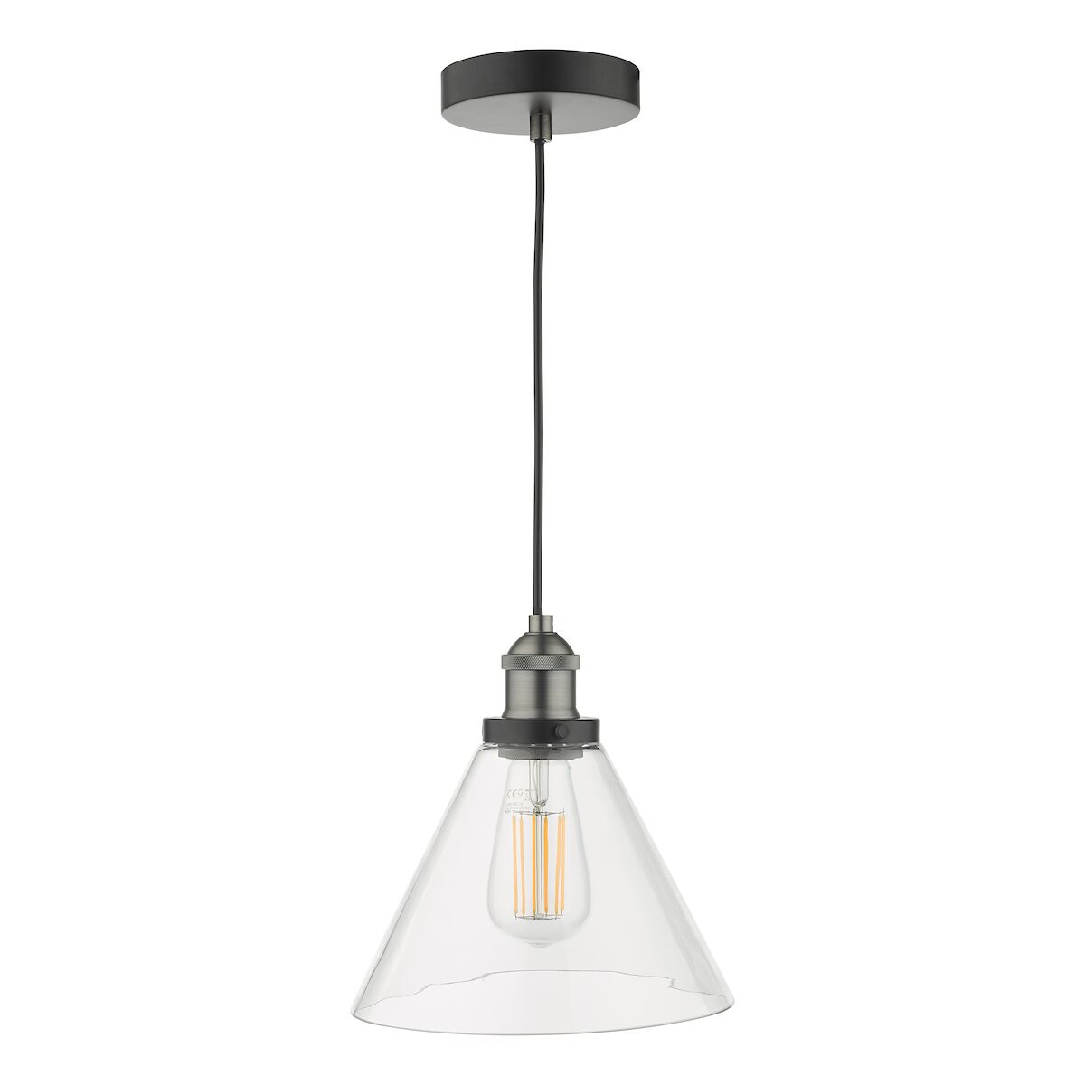 Ray 1 Light Single Pendant Antique Nickel Clear Glass<br>Antique Nickel - Image 2