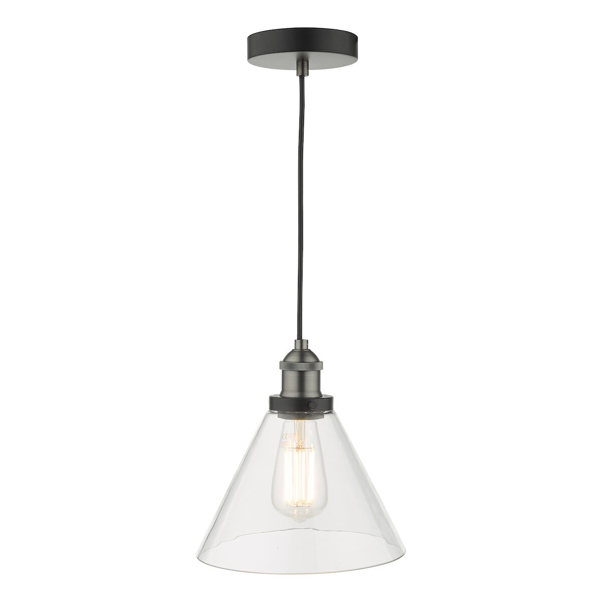 Ray 1 Light Single Pendant Antique Nickel Clear Glass<br>Antique Nickel - Image 5