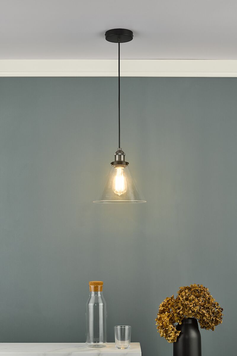 Ray 1 Light Single Pendant Antique Nickel Clear Glass<br>Antique Nickel - Image 6