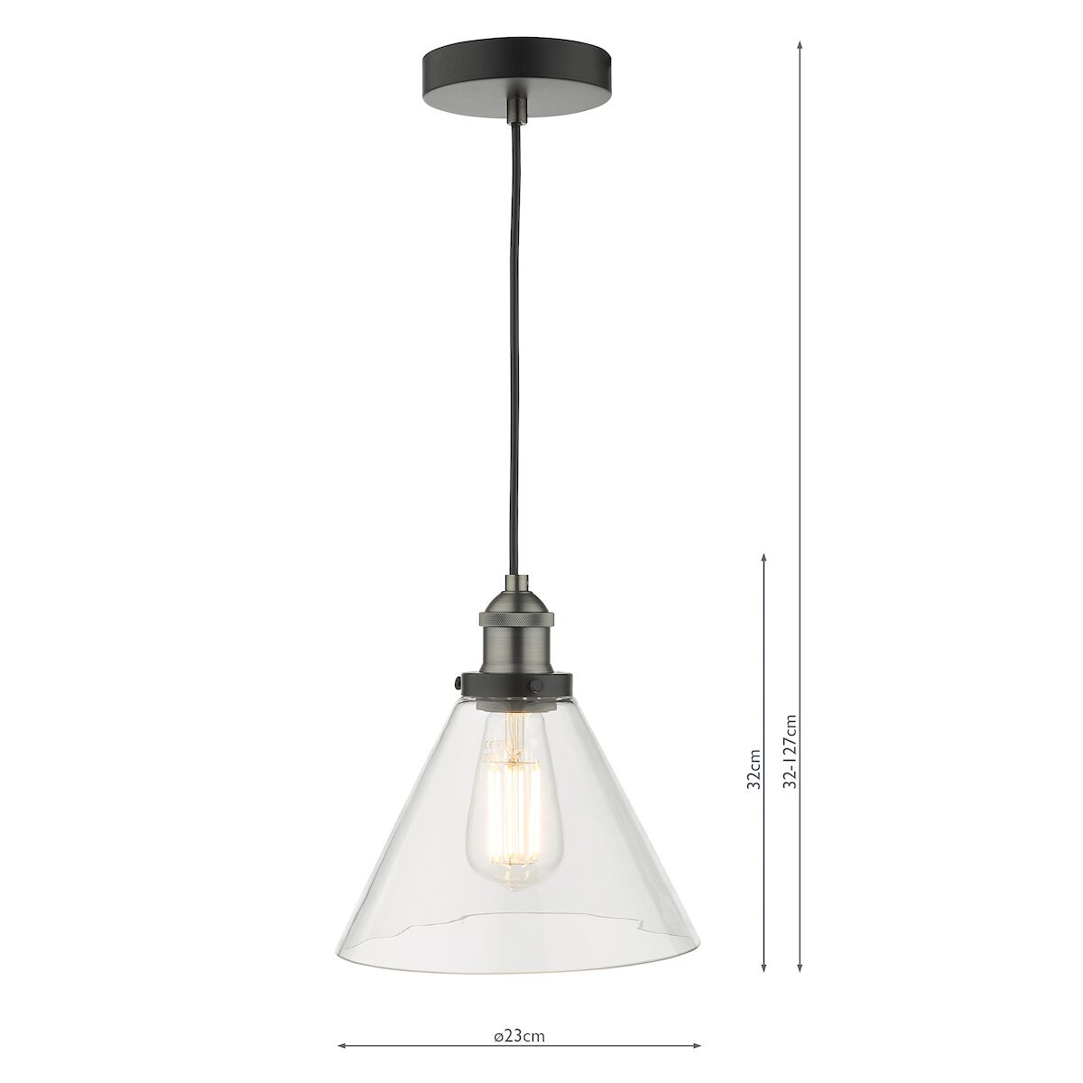 Ray 1 Light Single Pendant Antique Nickel Clear Glass<br>Antique Nickel - Image 8