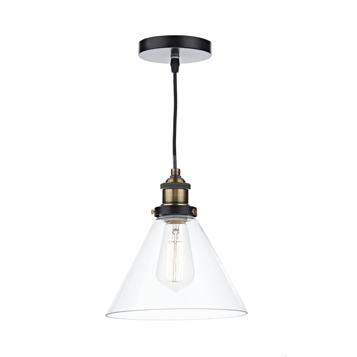 Ray 1 Light Pendant Antique Brass Clear<br>Antique Brass