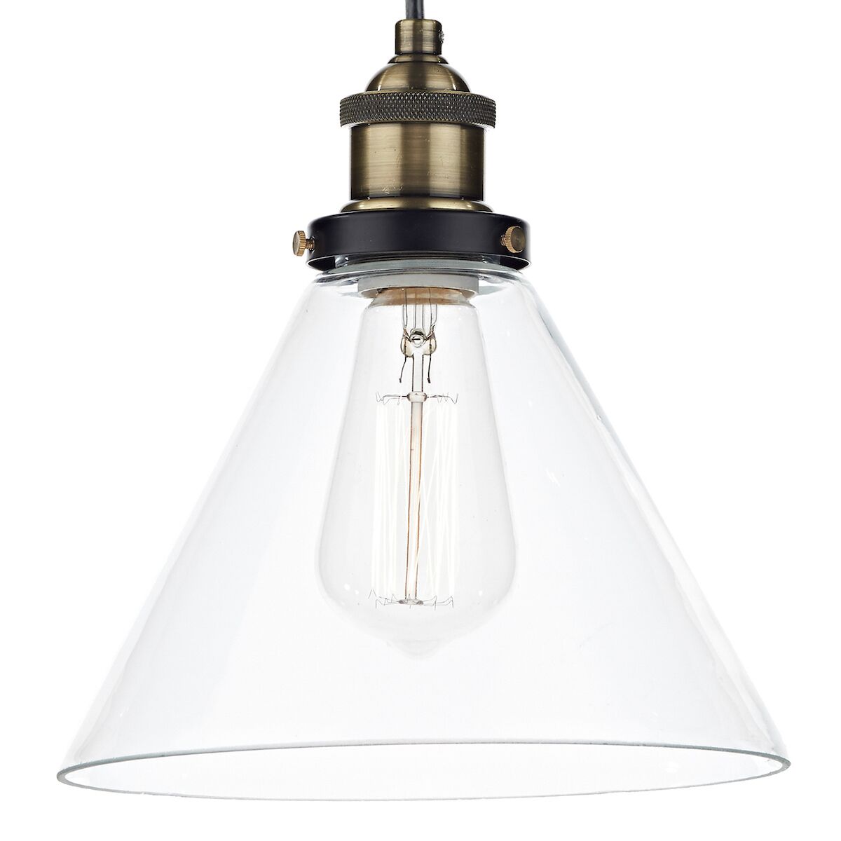 Ray 1 Light Pendant Antique Brass Clear<br>Antique Brass - Image 3