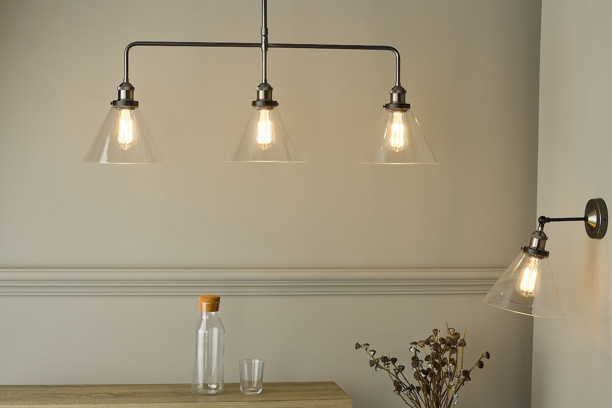 Ray 3 Light Bar Pendant Antique Nickel Clear GlassAntique Nickel - Image 9