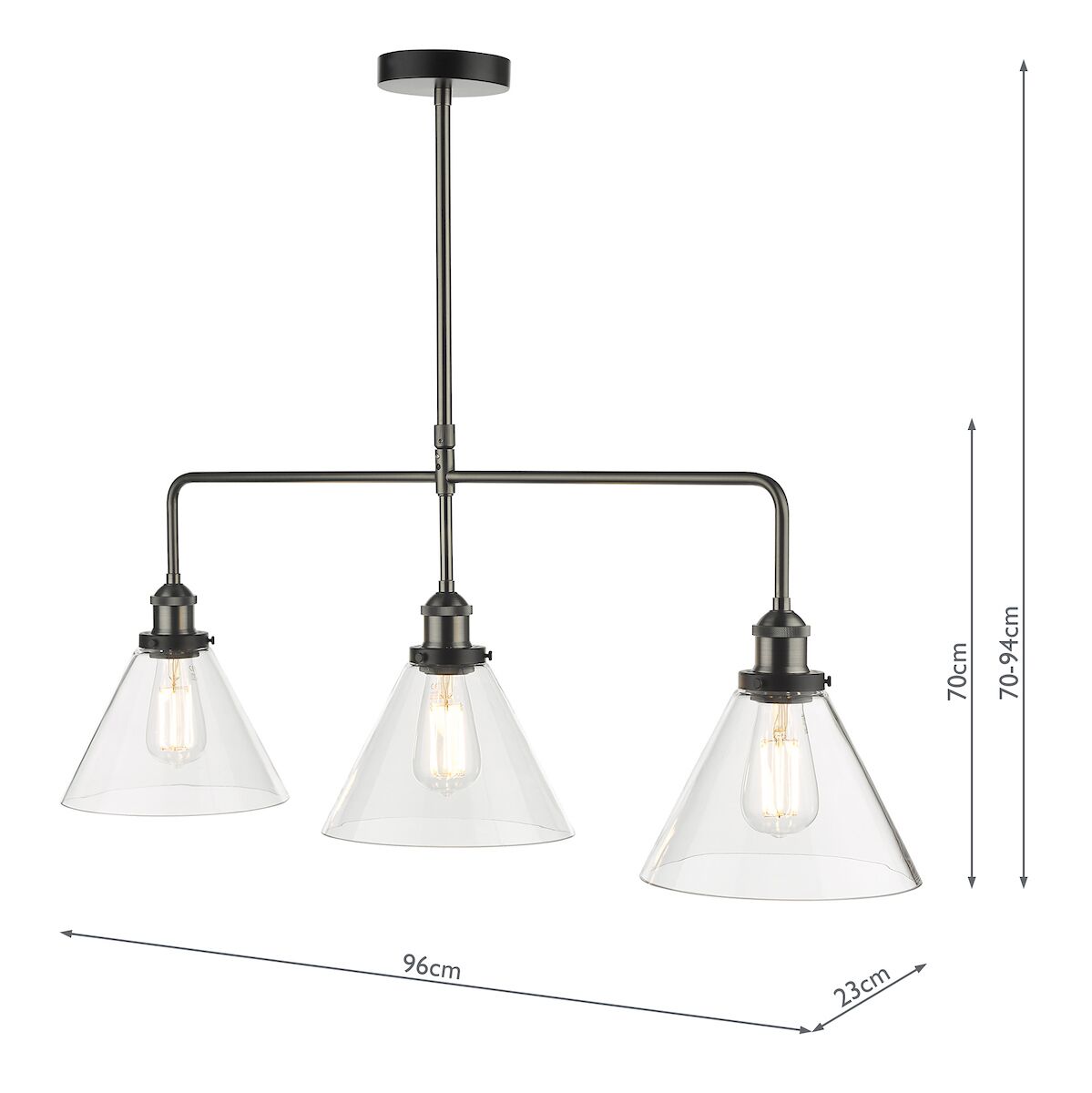 Ray 3 Light Bar Pendant Antique Nickel Clear GlassAntique Nickel - Image 10