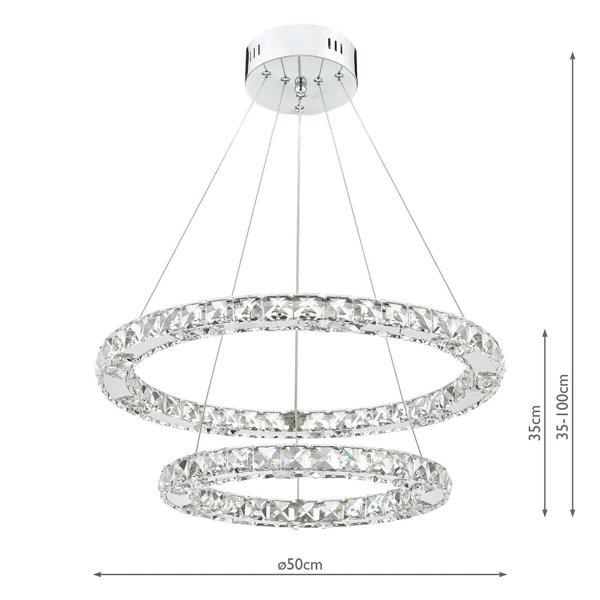 Roma 2 Tier Pendant Polished Chrome Crystal LED<br>Crystal - Image 7