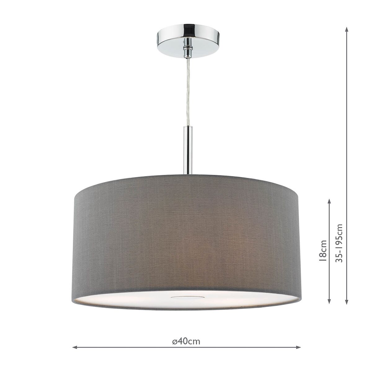Ronda 3 Light Pendant With Slate Grey Shade And Diffuser 40cm<br>Grey - Image 2
