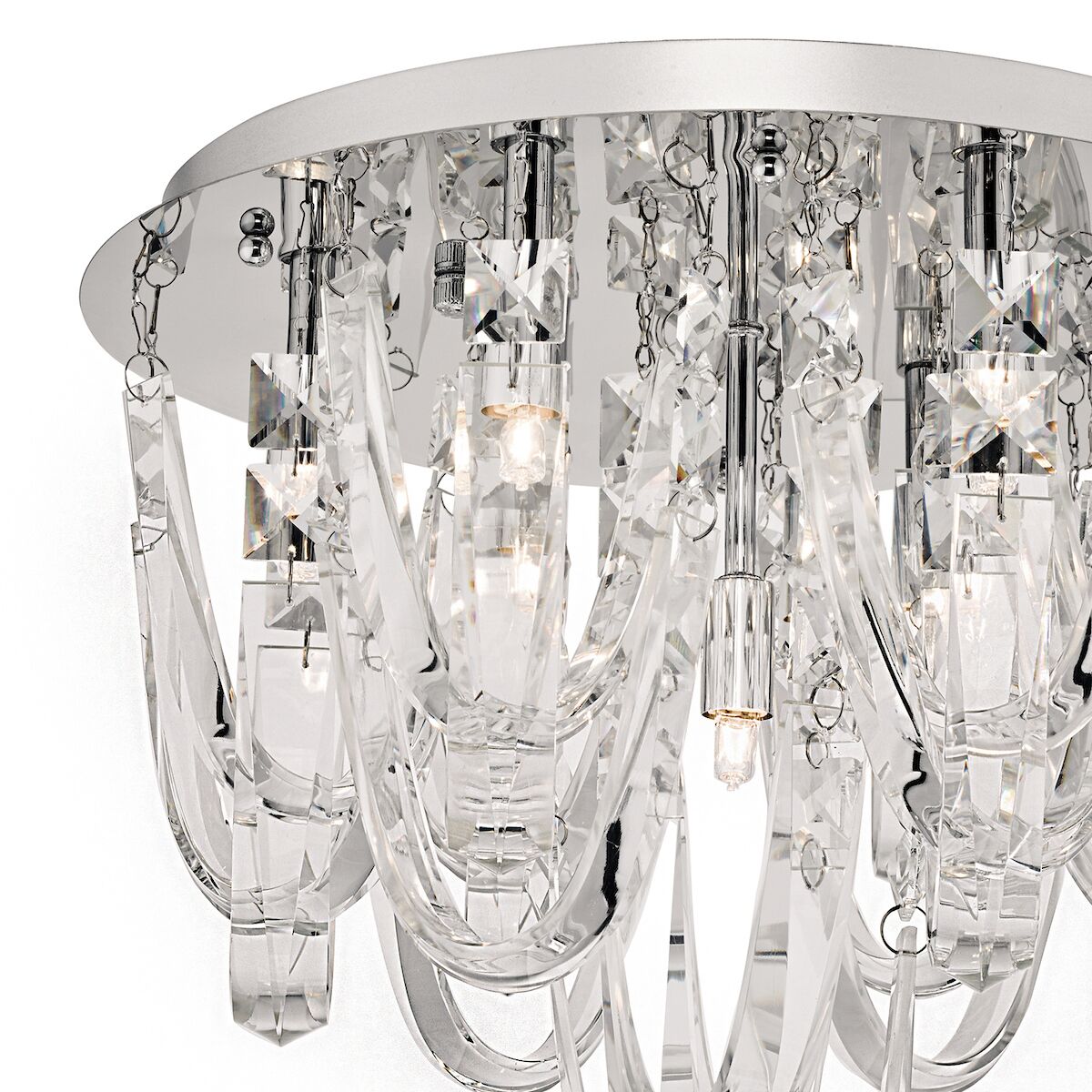 Roxanne Small 7 Light Flush Polished Chrome Crystal<br>Crystal - Image 2