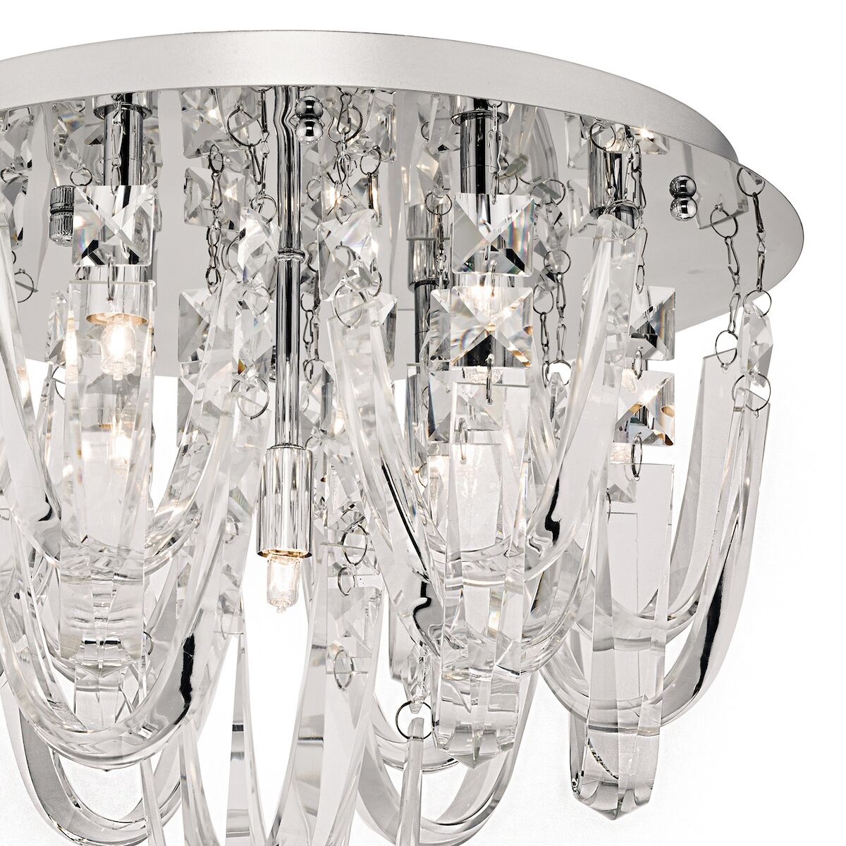 Roxanne Small 7 Light Flush Polished Chrome Crystal<br>Crystal - Image 3