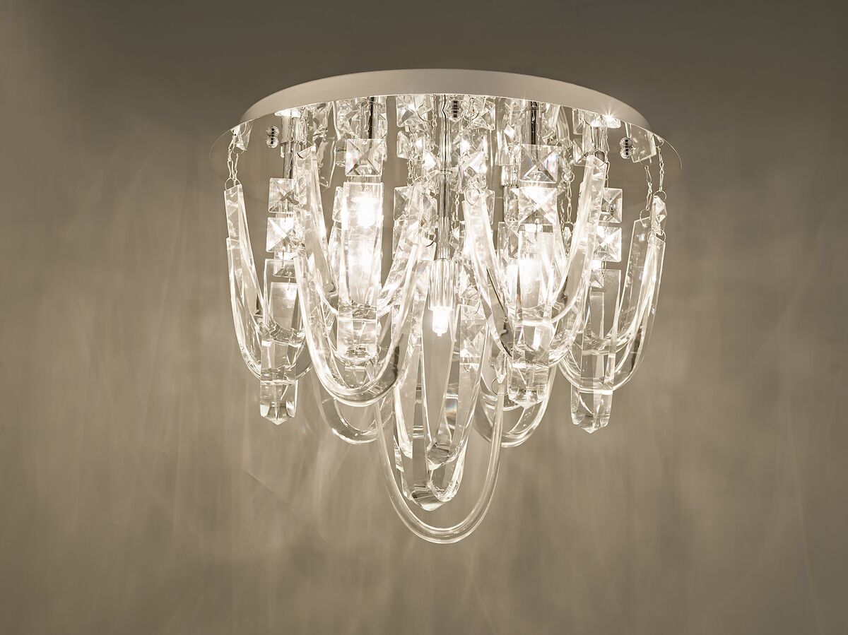 Roxanne Small 7 Light Flush Polished Chrome Crystal<br>Crystal - Image 5