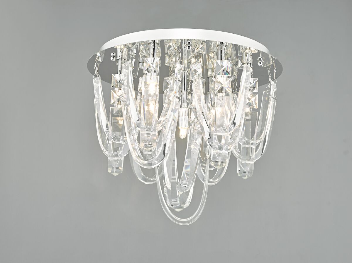 Roxanne Small 7 Light Flush Polished Chrome Crystal<br>Crystal - Image 6