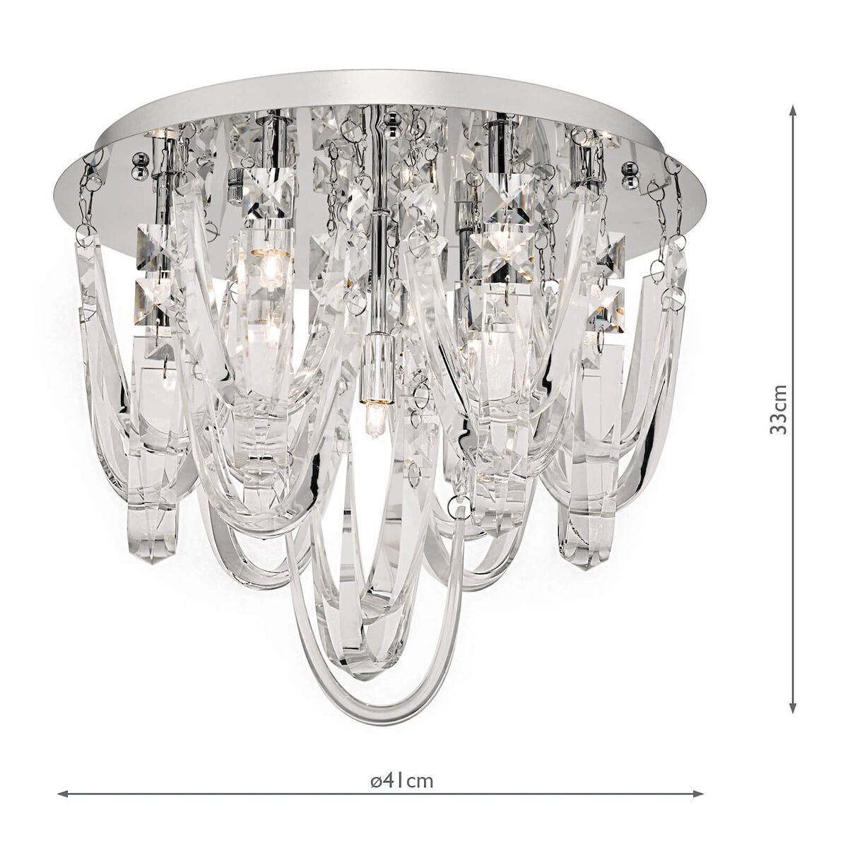 Roxanne Small 7 Light Flush Polished Chrome Crystal<br>Crystal - Image 7
