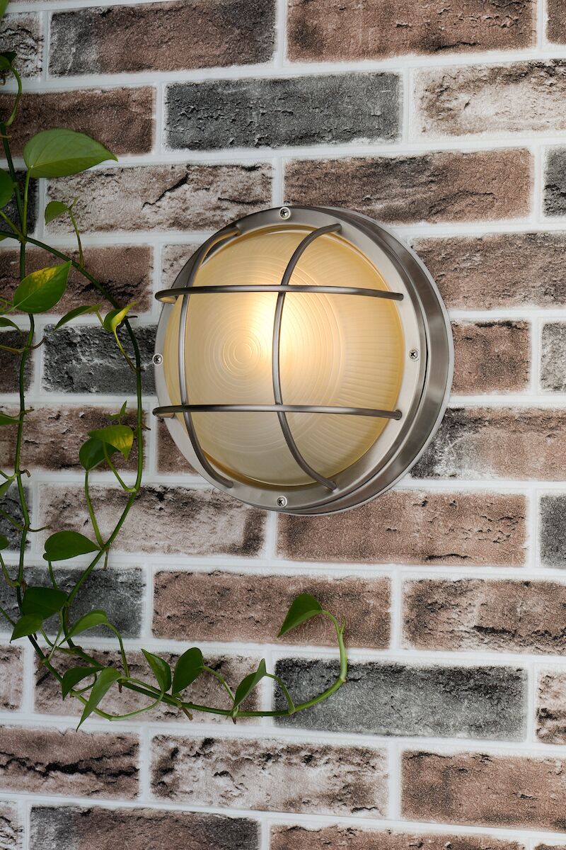 Salcombe Round Outdoor Wall Light Stainless Steel Glass IP44<br>Polished Stainless Steel - Image 4