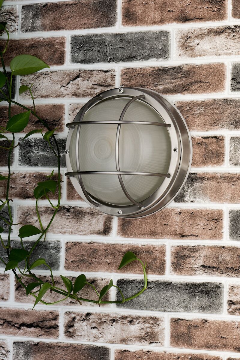 Salcombe Round Outdoor Wall Light Stainless Steel Glass IP44<br>Polished Stainless Steel - Image 5